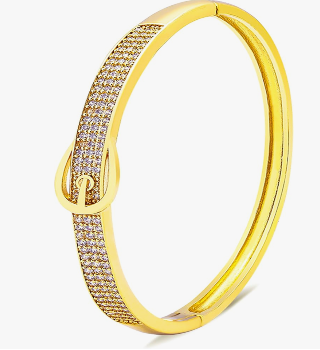 Layered Crystal Gold-Plated Bangle